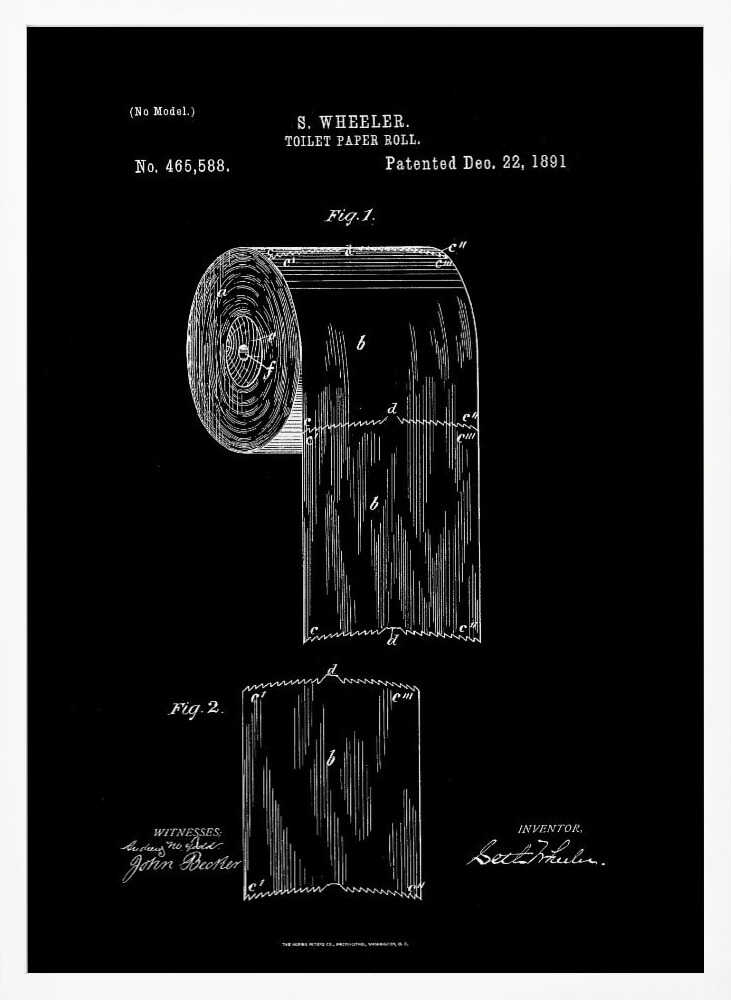Toilet Paper Roll Patent 1891 - Poster / Art Print