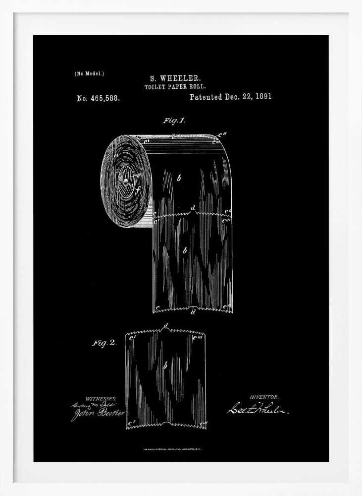 Toilet Paper Roll Patent 1891 - Poster / Art Print