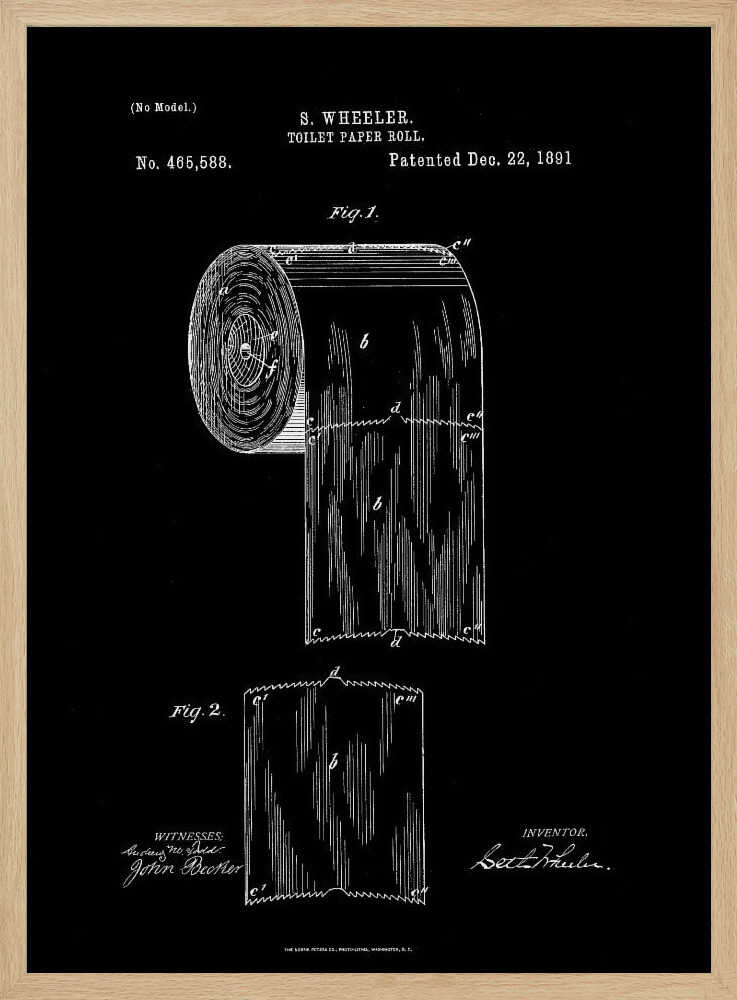 Toilet Paper Roll Patent 1891 - Poster / Art Print