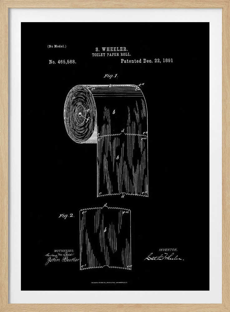 Toilet Paper Roll Patent 1891 - Poster / Art Print