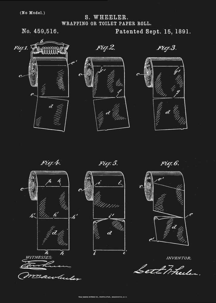 Toilet Paper Roll 2 Patent 1891 - Poster / Art Print