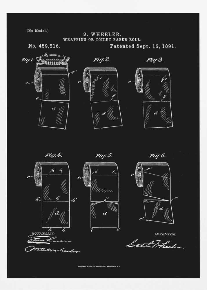 Toilet Paper Roll 2 Patent 1891 - Poster / Art Print