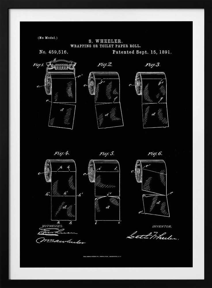 Toilet Paper Roll 2 Patent 1891 - Poster / Art Print
