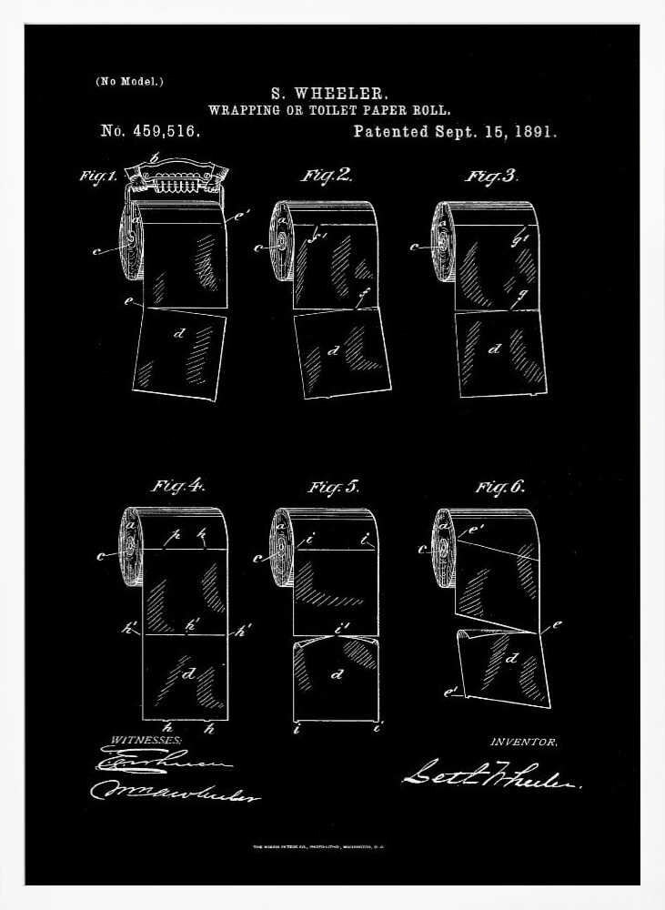 Toilet Paper Roll 2 Patent 1891 - Poster / Art Print