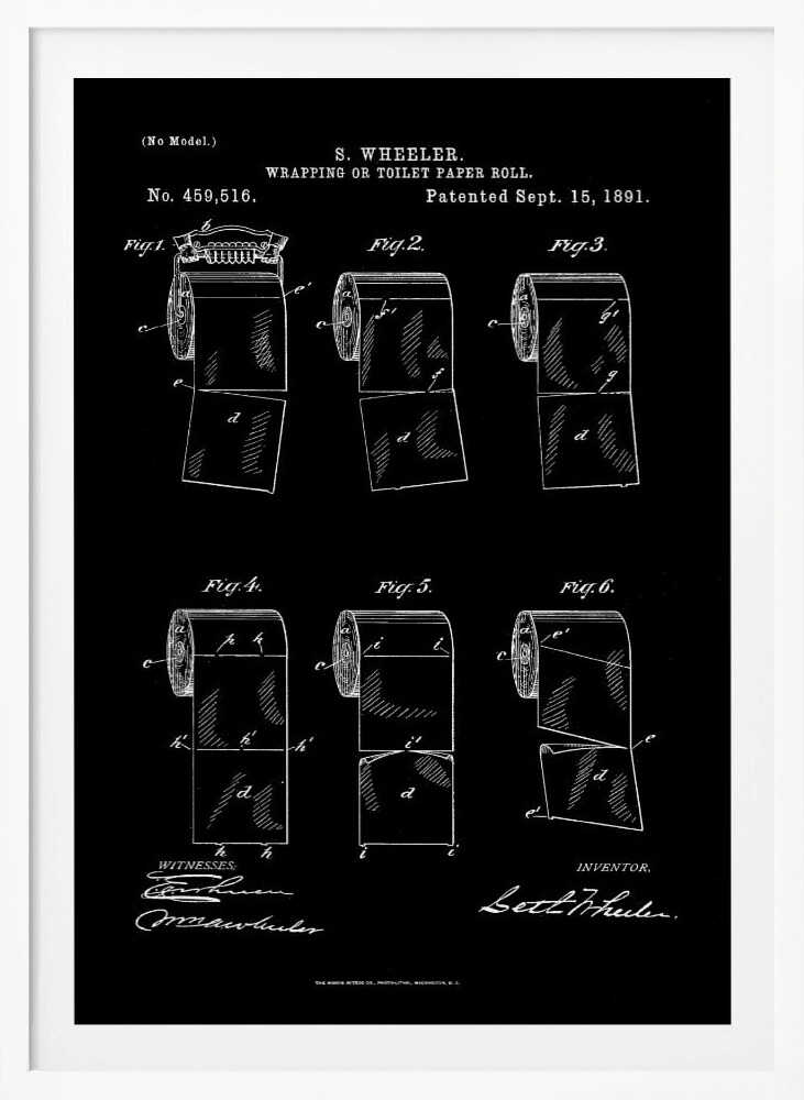Toilet Paper Roll 2 Patent 1891 - Poster / Art Print