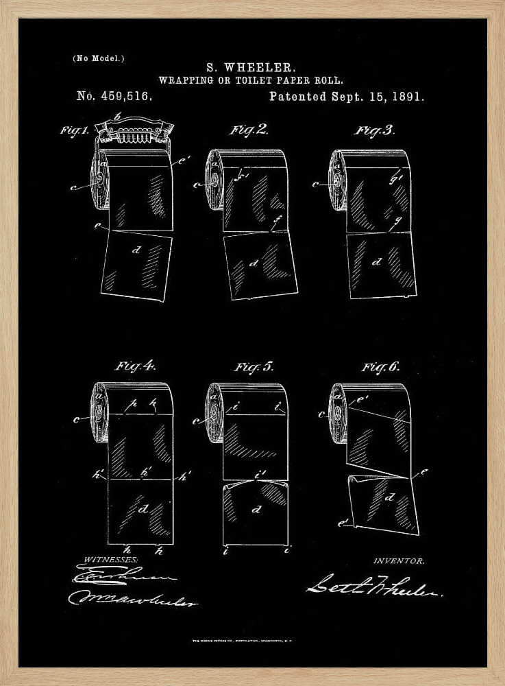 Toilet Paper Roll 2 Patent 1891 - Poster / Art Print
