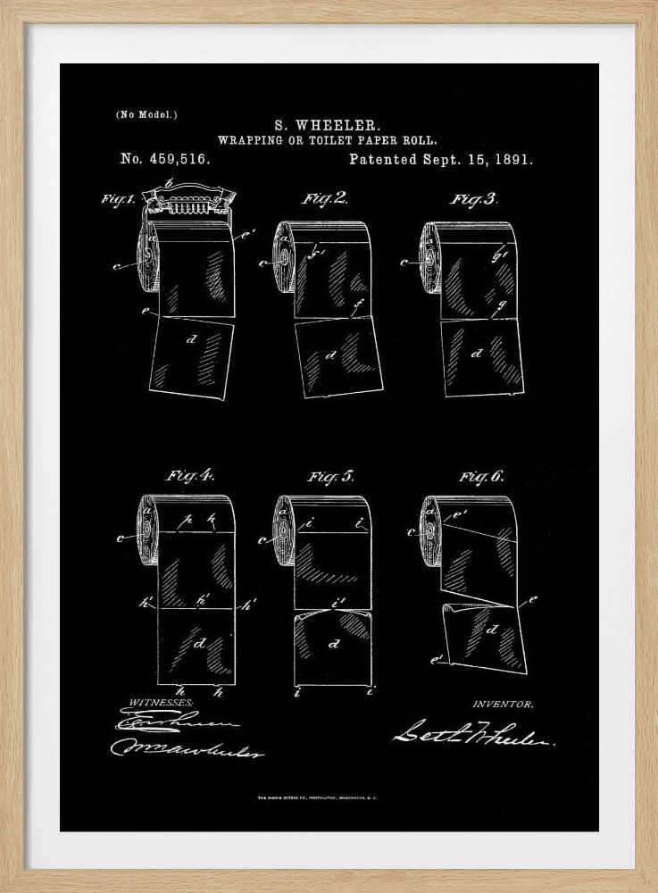 Toilet Paper Roll 2 Patent 1891 - Poster / Art Print