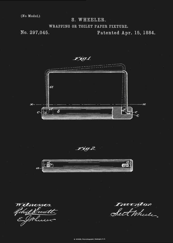 Toilet Paper Fixture Patent 1884 - Poster / Art Print
