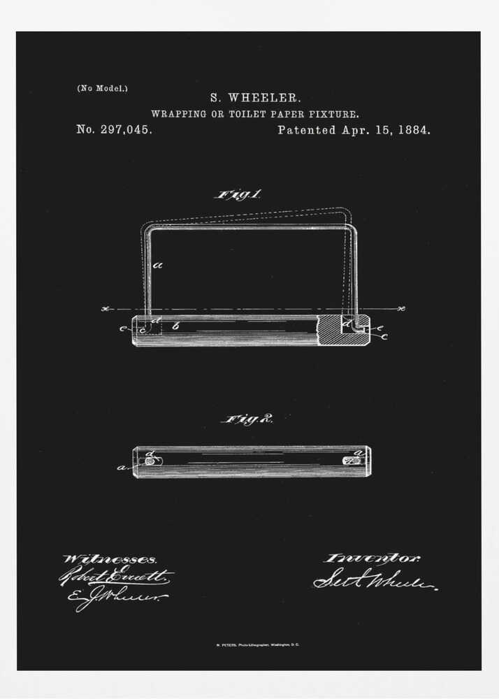 Toilet Paper Fixture Patent 1884 - Poster / Art Print