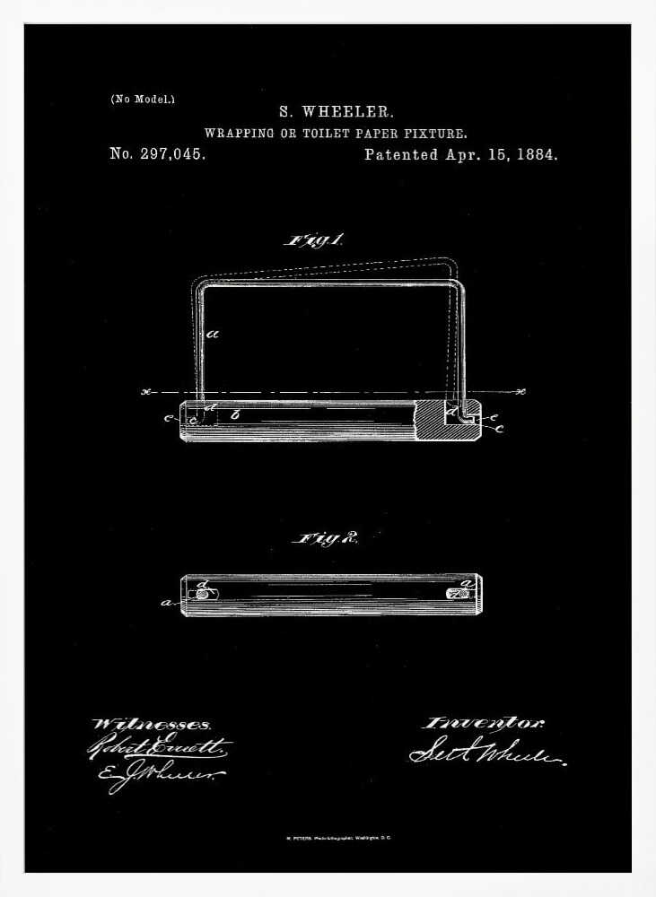 Toilet Paper Fixture Patent 1884 - Poster / Art Print