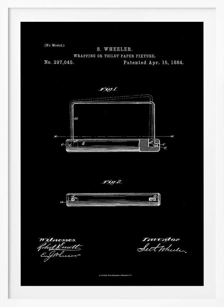 Toilet Paper Fixture Patent 1884 - Poster / Art Print