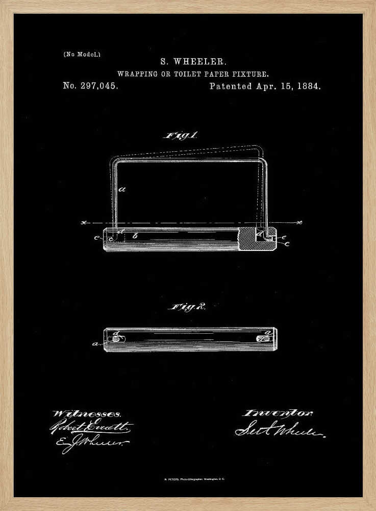 Toilet Paper Fixture Patent 1884 - Poster / Art Print