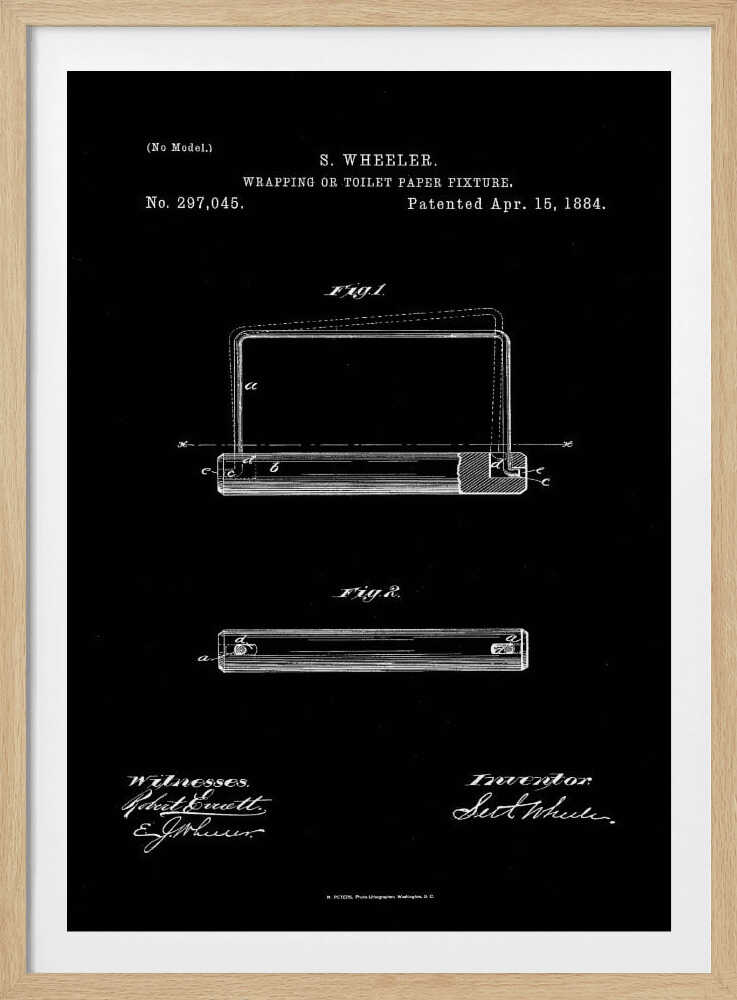 Toilet Paper Fixture Patent 1884 - Poster / Art Print
