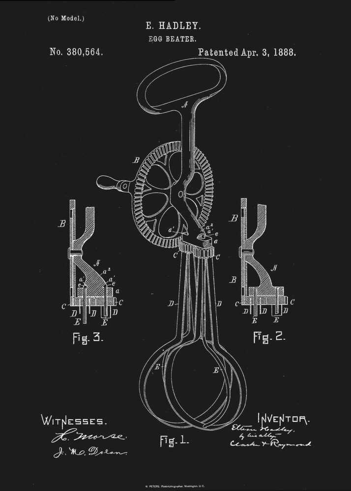 Egg Beater Patent 1888 - Poster / Art Print
