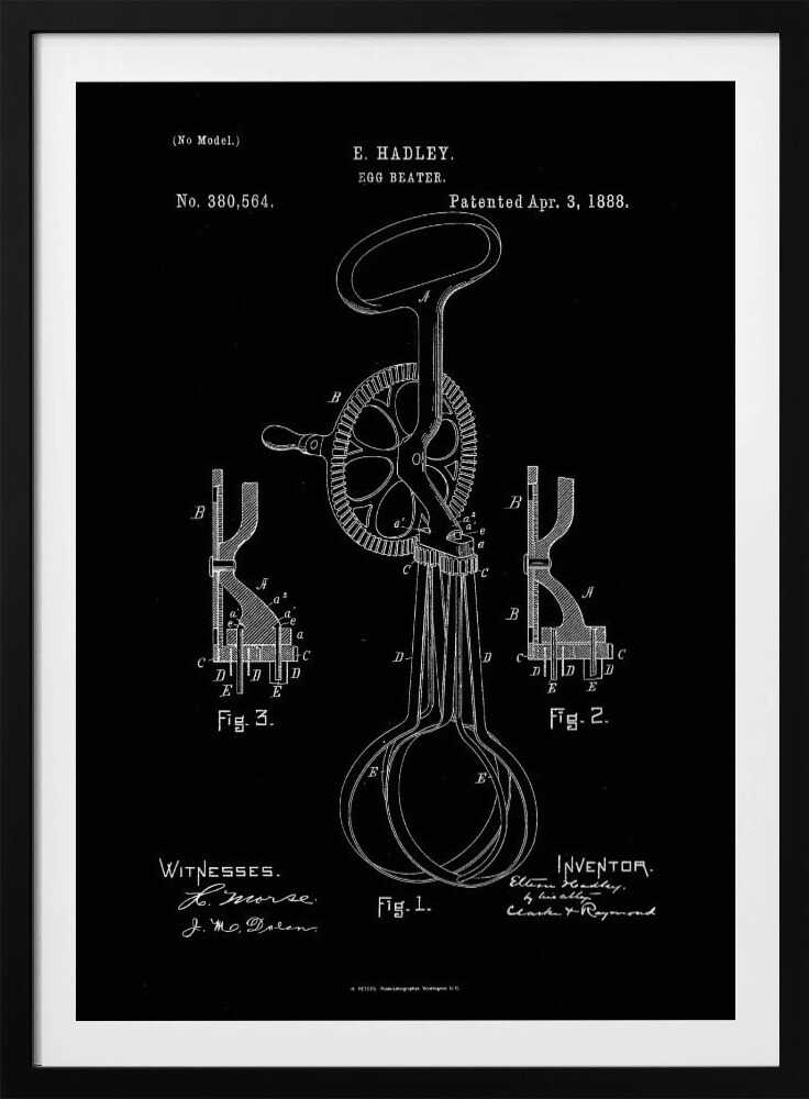 Egg Beater Patent 1888 - Poster / Art Print