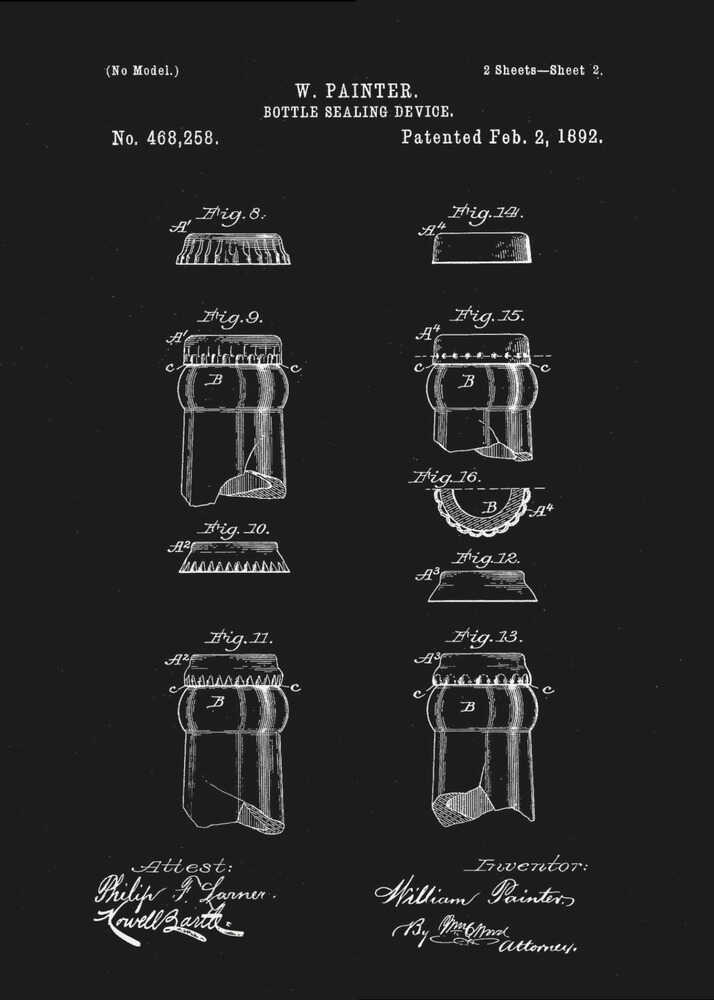 Bottle Sealing Device Patent 1892 - Poster / Art Print