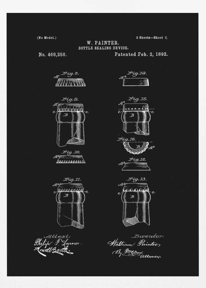 Bottle Sealing Device Patent 1892 - Poster / Art Print