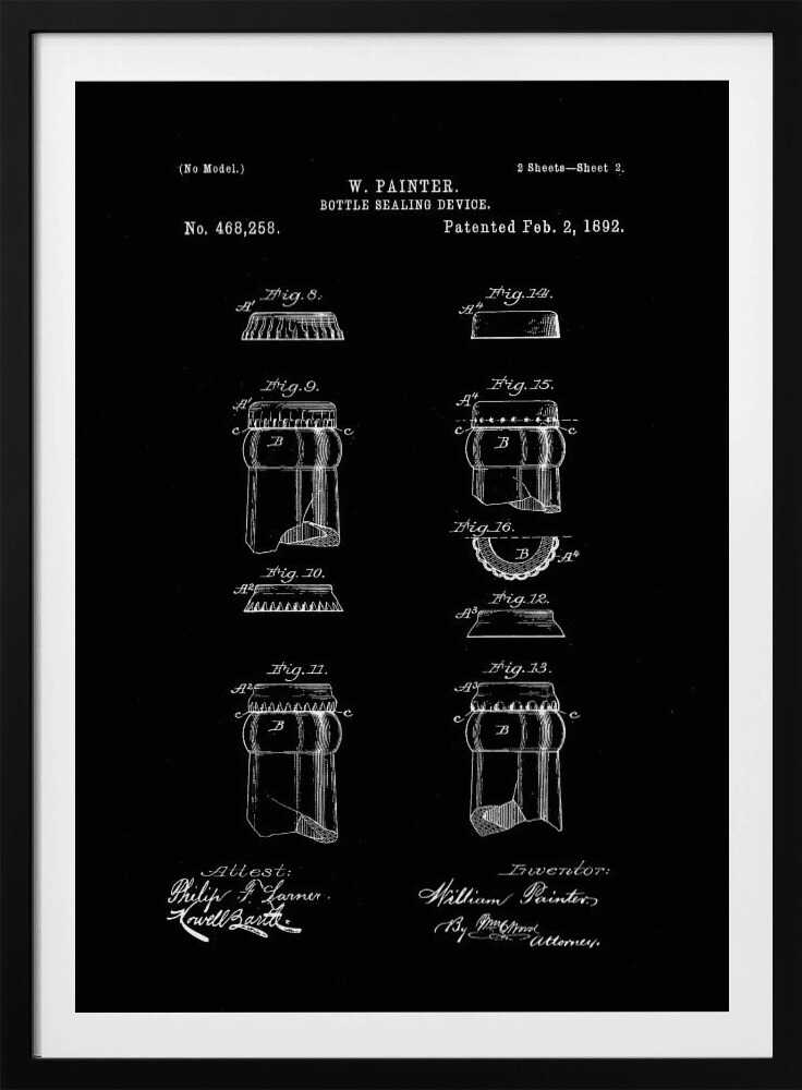 Bottle Sealing Device Patent 1892 - Poster / Art Print