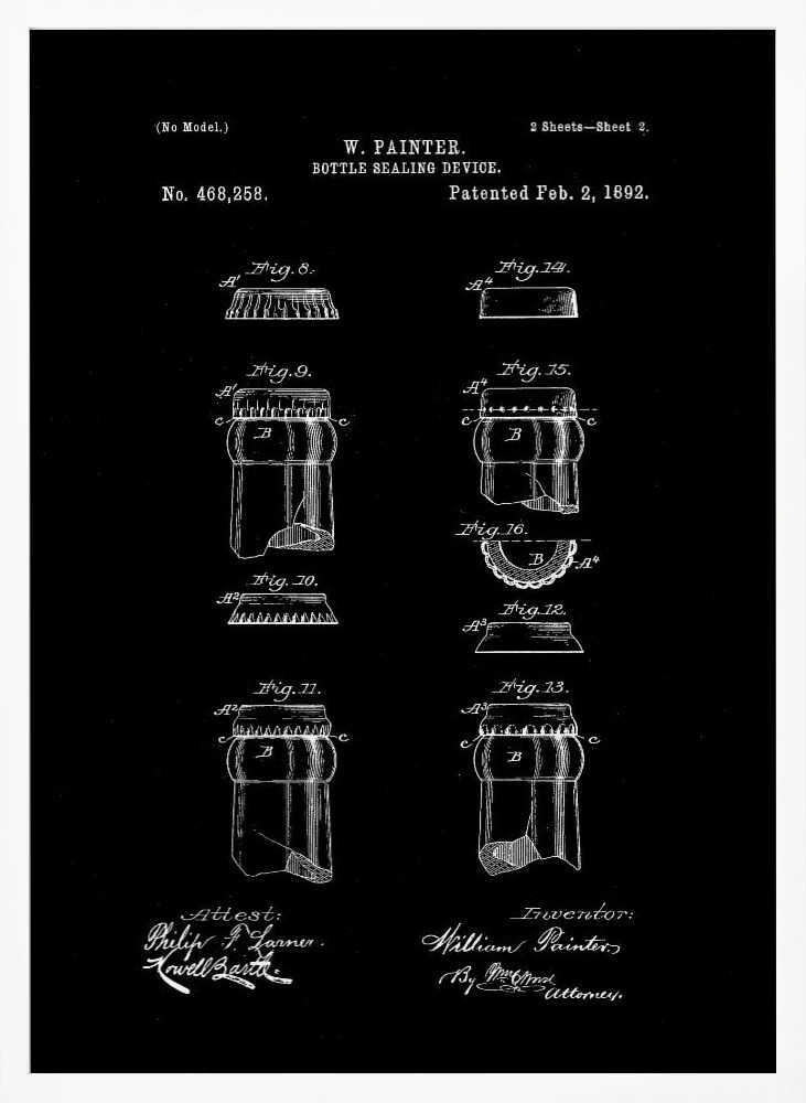 Bottle Sealing Device Patent 1892 - Poster / Art Print