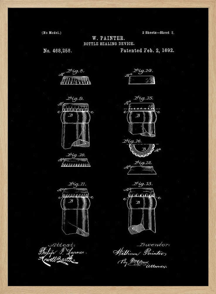 Bottle Sealing Device Patent 1892 - Poster / Art Print