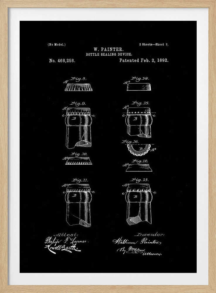 Bottle Sealing Device Patent 1892 - Poster / Art Print