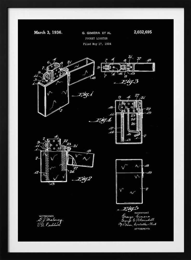 Pocket Lighter Patent 1934 - Poster / Art Print