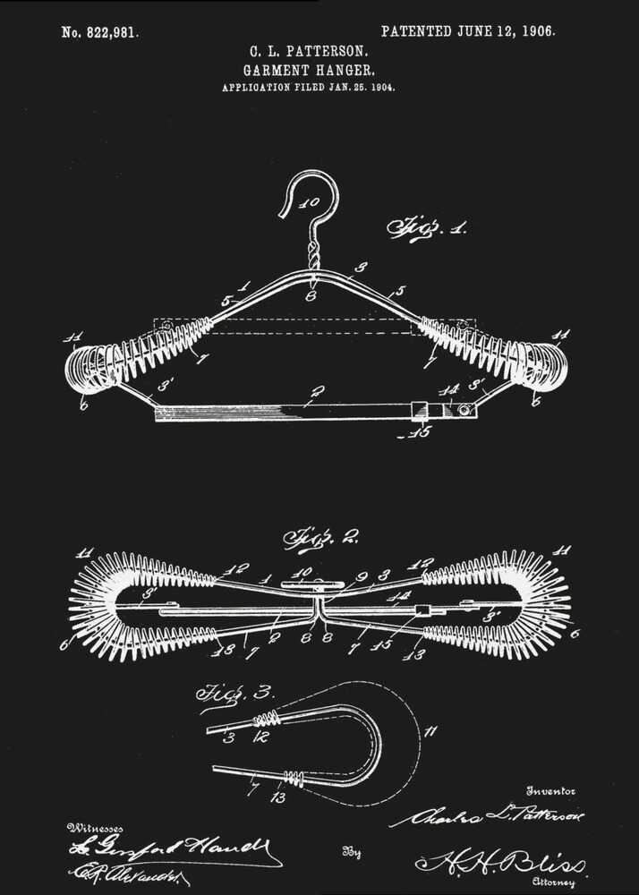 Garment Hanger Patent 1906 - Poster / Art Print