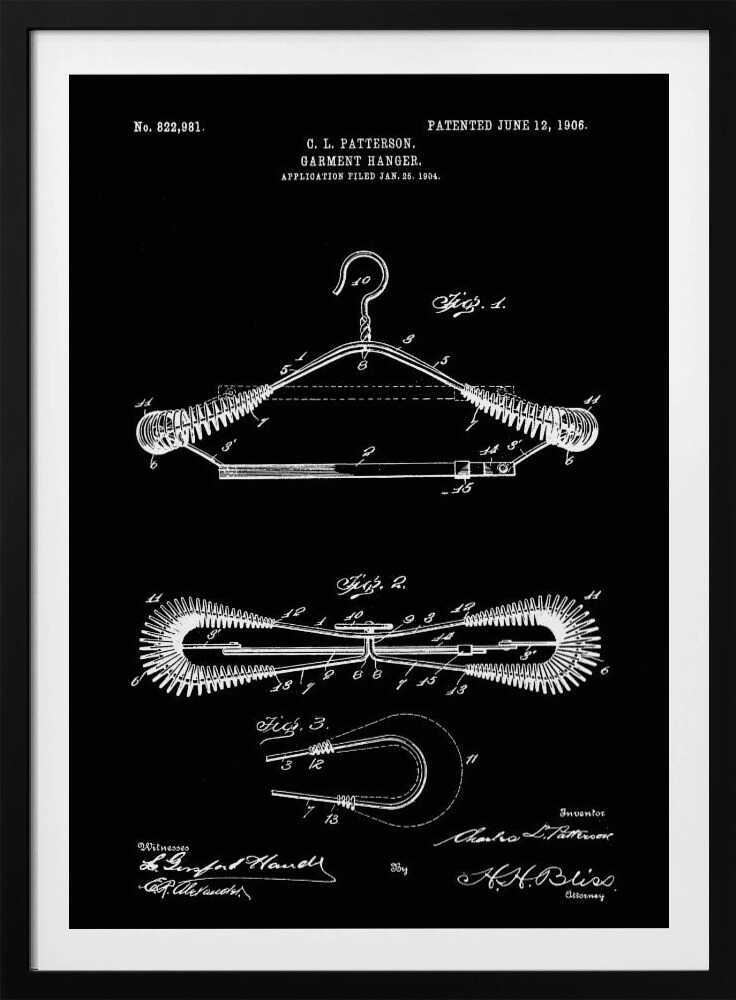 Garment Hanger Patent 1906 - Poster / Art Print
