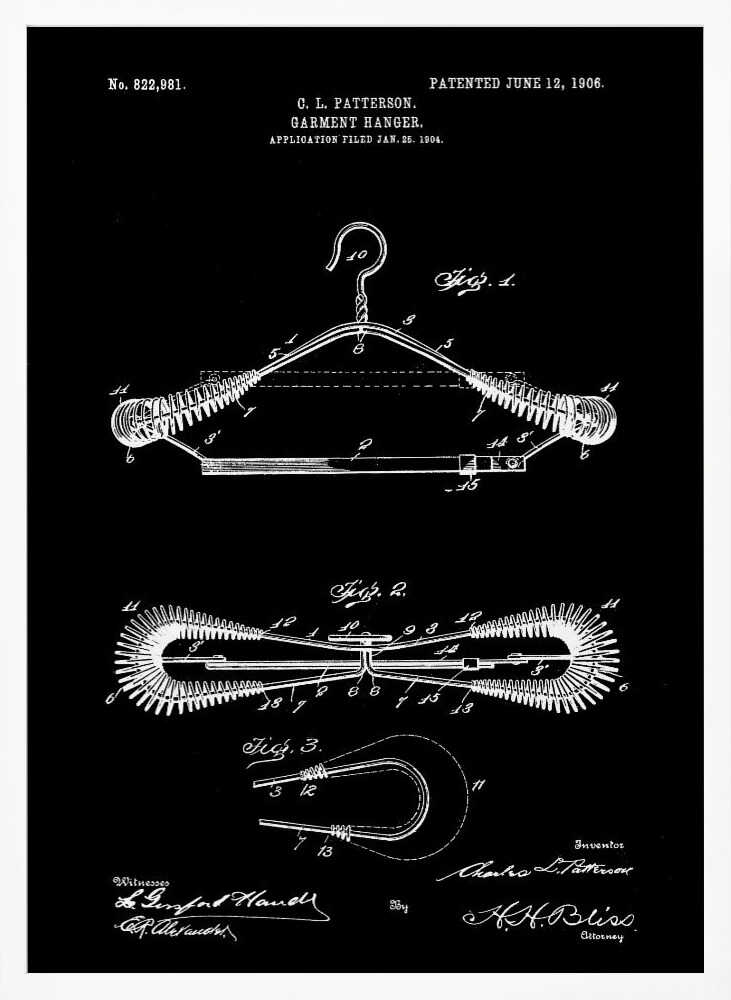 Garment Hanger Patent 1906 - Poster / Art Print