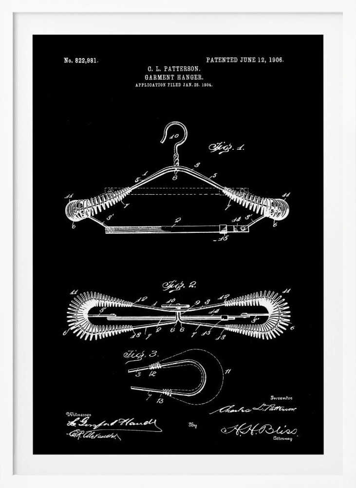 Garment Hanger Patent 1906 - Poster / Art Print