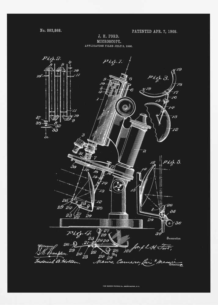Microscope Patent 1908 - Poster / Art Print