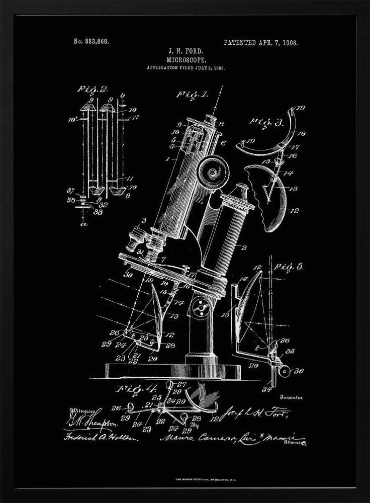 Microscope Patent 1908 - Poster / Art Print