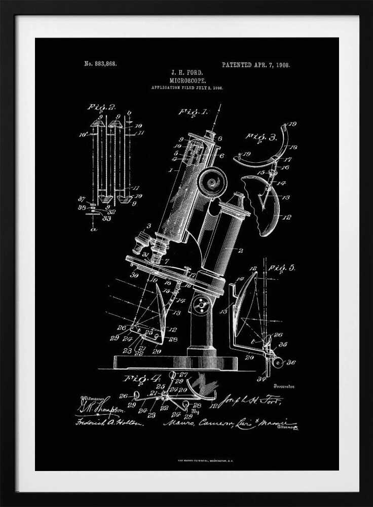 Microscope Patent 1908 - Poster / Art Print