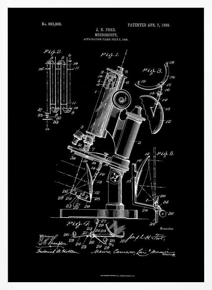 Microscope Patent 1908 - Poster / Art Print