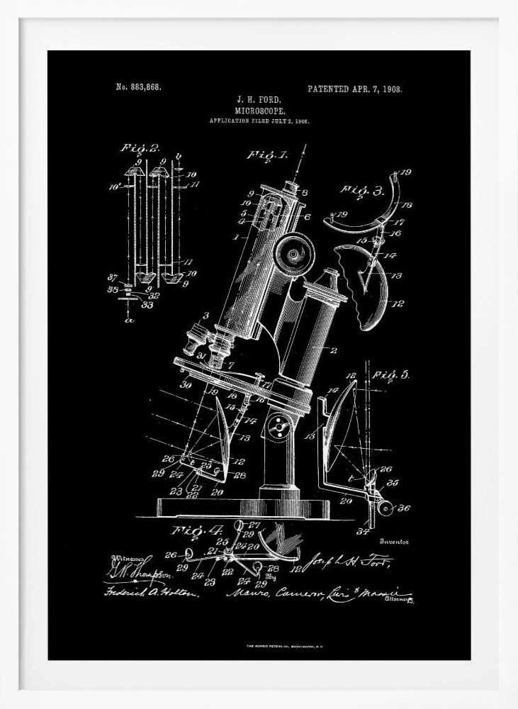 Microscope Patent 1908 - Poster / Art Print