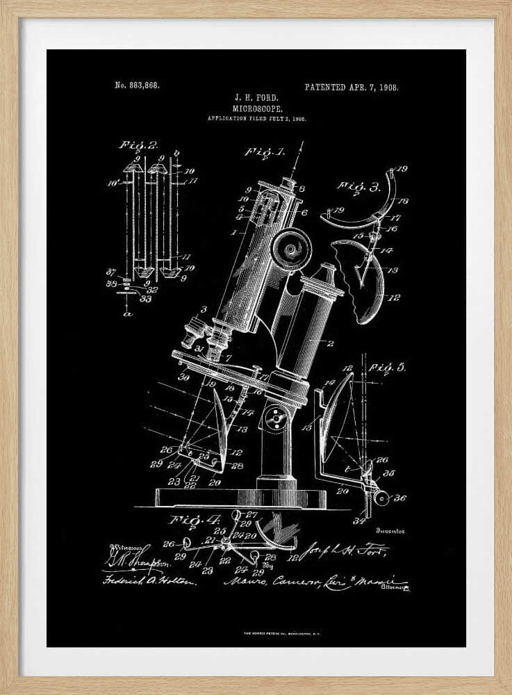 Microscope Patent 1908 - Poster / Art Print