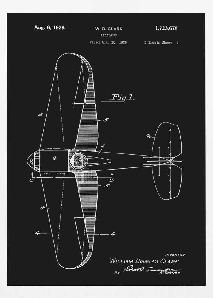 Airplane Patent 1929 - Poster / Art Print