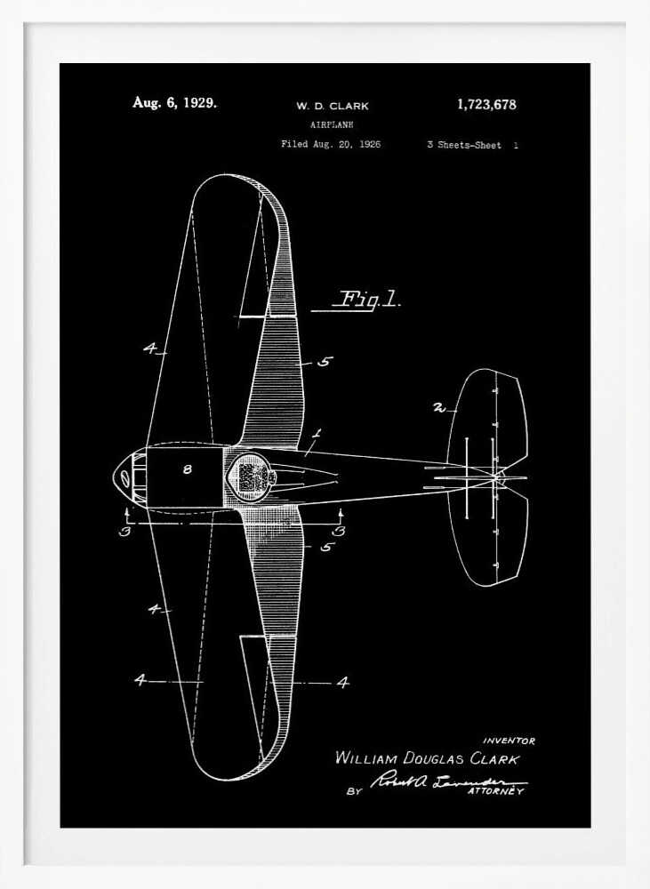 Airplane Patent 1929 - Poster / Art Print