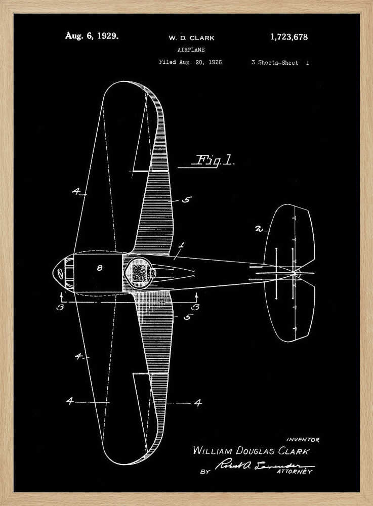 Airplane Patent 1929 - Poster / Art Print