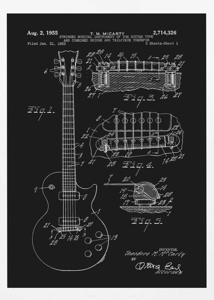 Electric Guitar Patent 1955 - Poster / Art Print