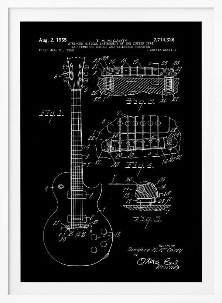 Electric Guitar Patent 1955 - Poster / Art Print