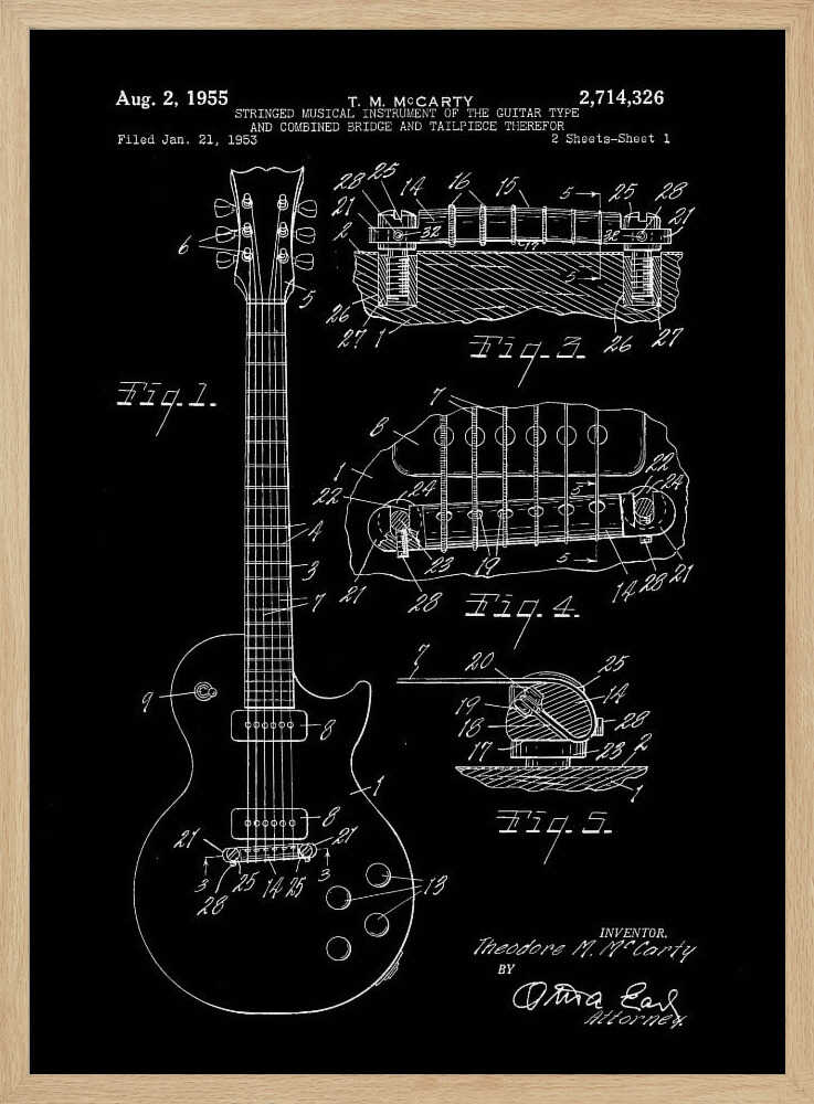 Electric Guitar Patent 1955 - Poster / Art Print