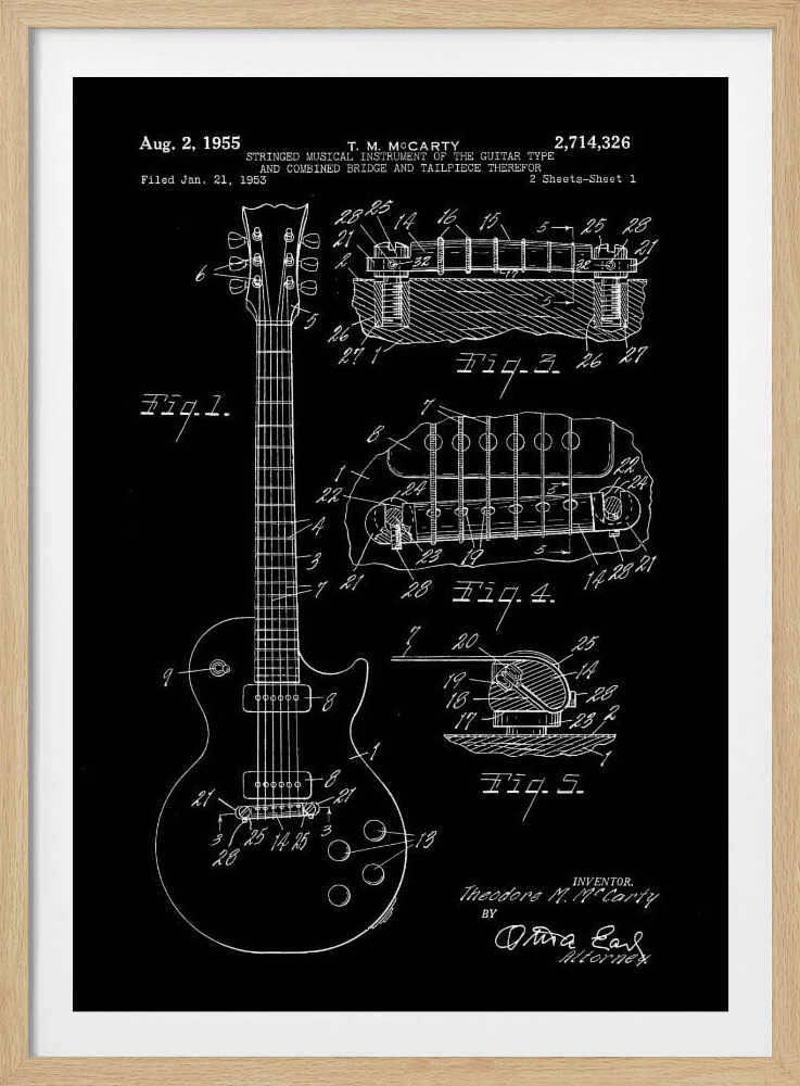 Electric Guitar Patent 1955 - Poster / Art Print