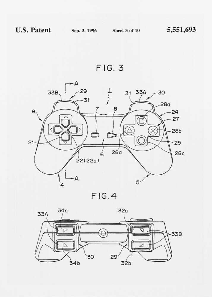 Controller Unit Patent 1996 - Poster / Art Print