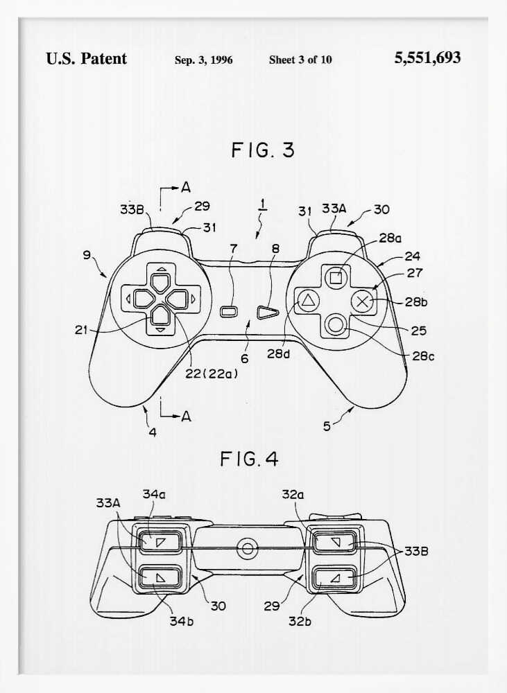 Controller Unit Patent 1996 - Poster / Art Print