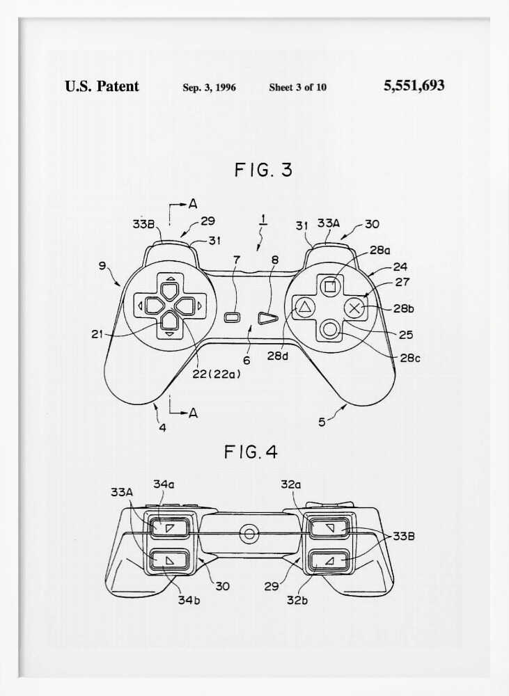 Controller Unit Patent 1996 - Poster / Art Print