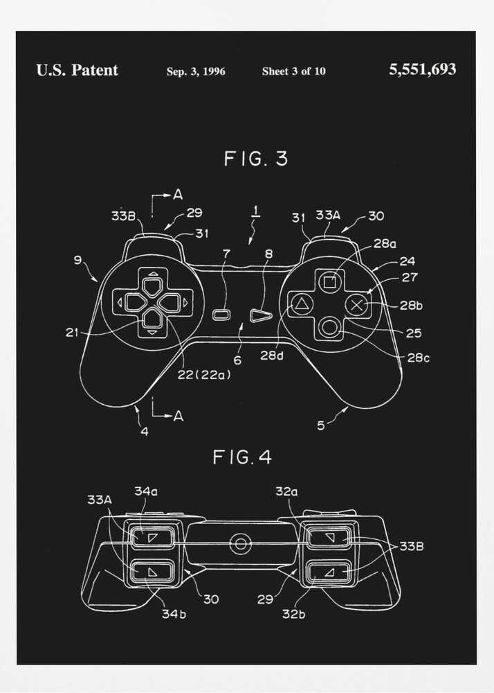 Controller Unit Patent 1996 - Poster / Art Print