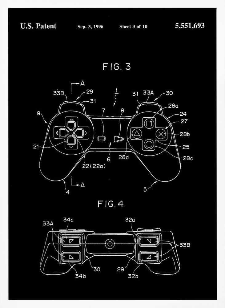 Controller Unit Patent 1996 - Poster / Art Print