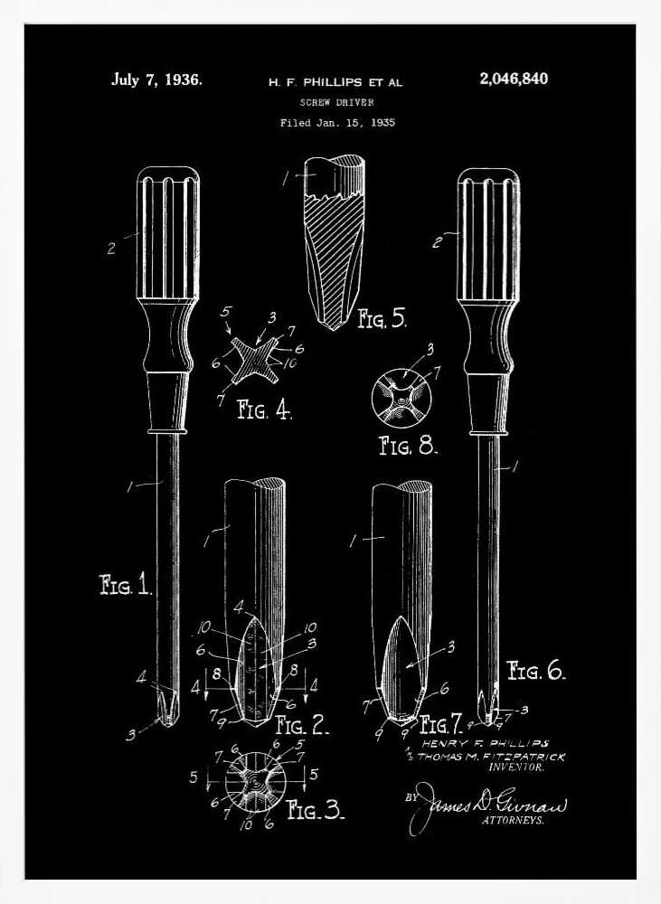 Screw Driver Patent 1935 - Poster / Art Print