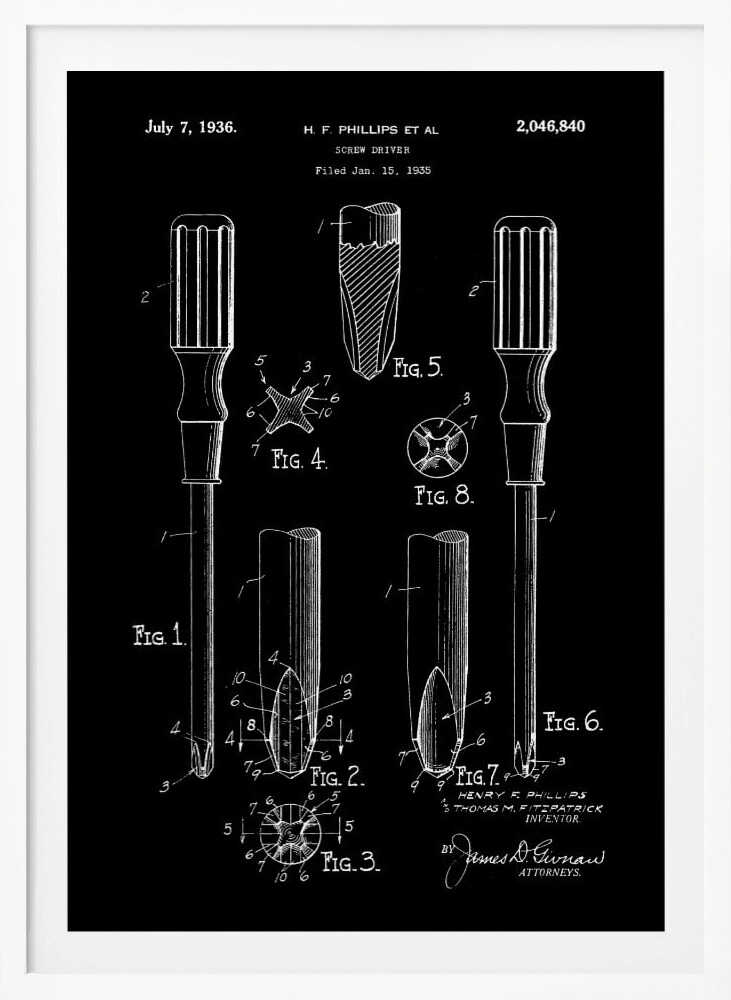 Screw Driver Patent 1935 - Poster / Art Print